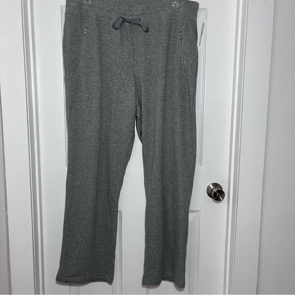 Lane Bryant Plus NWT French Terry Gray with Silver Metallic Track Pants